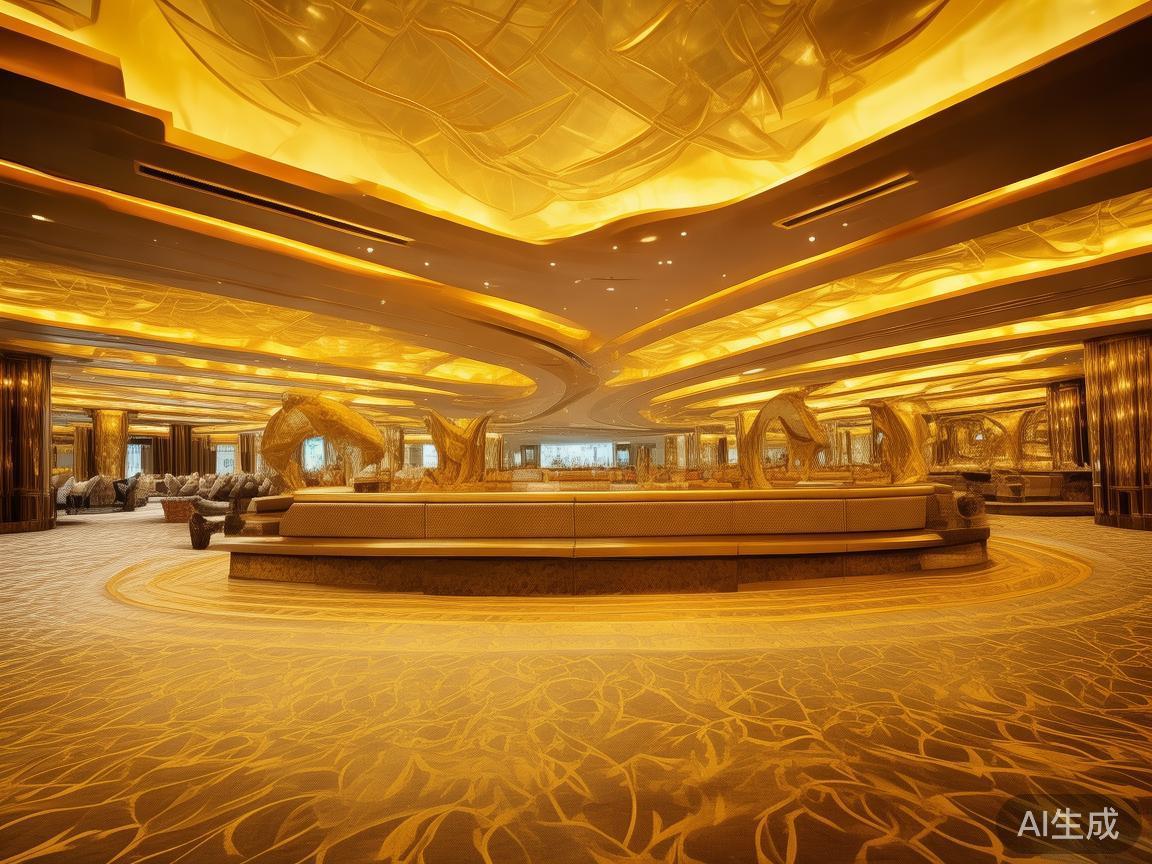 走进皇家赌场，首先映入眼帘的是宽敞明亮的黄金沙发区